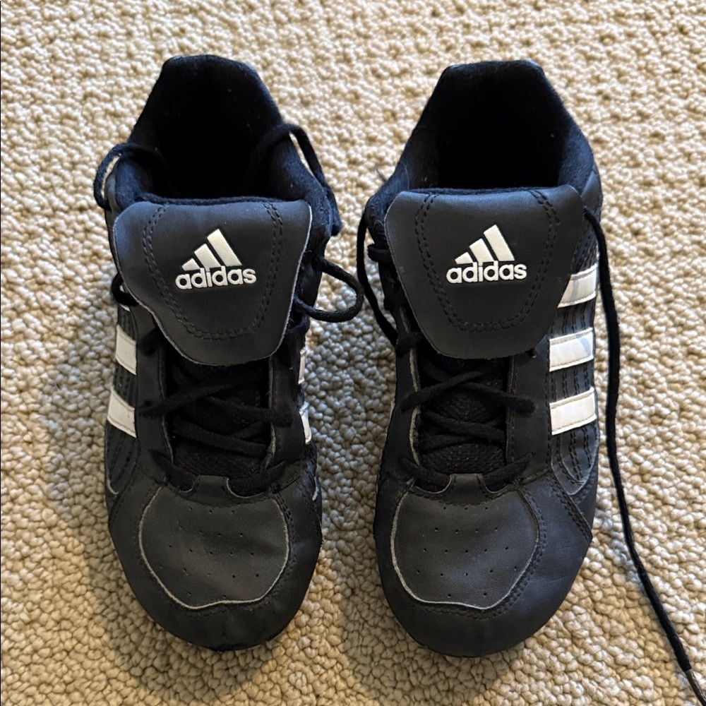 adidas Kids Black Sneakers with White Stripes